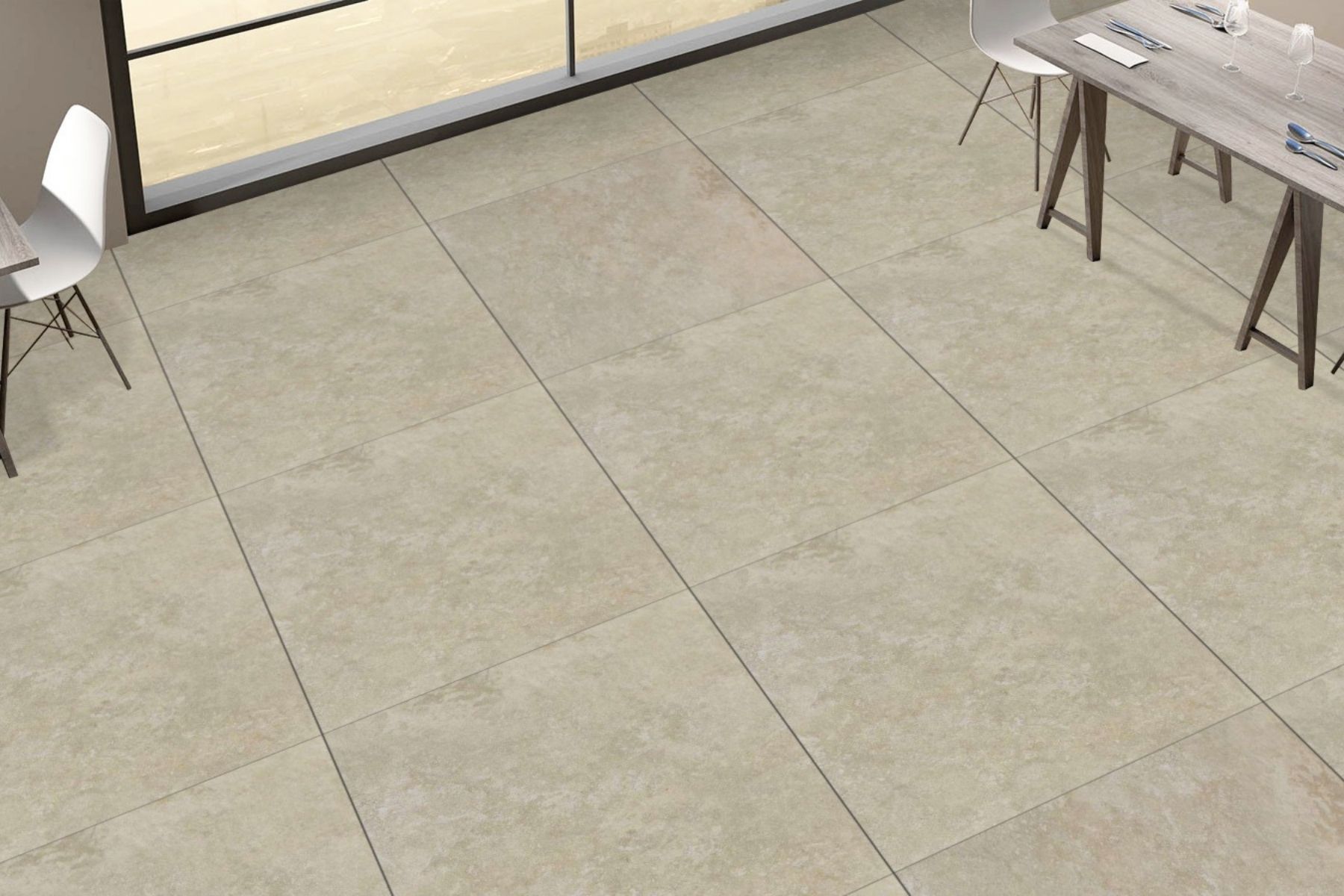 travertine look porcelain pavers in cream square 600x600x20mm dimension for outdoor flooring