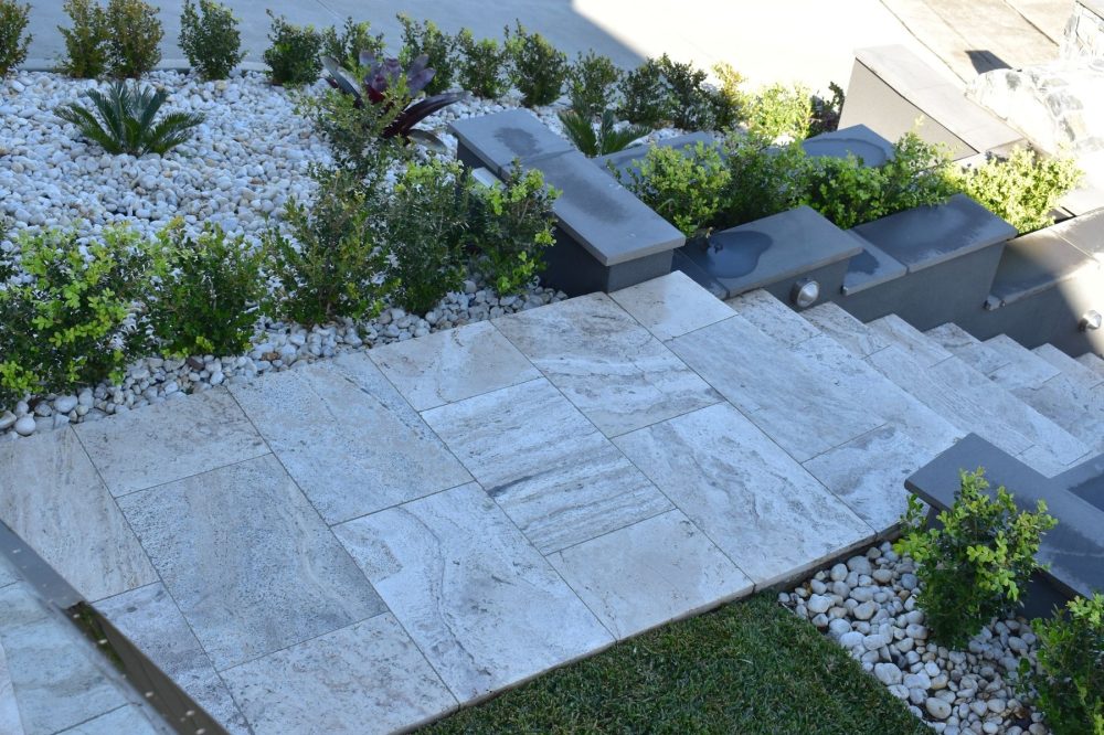 travertine footpath with stairsstairs